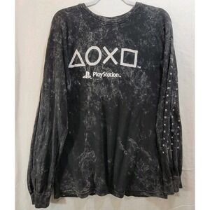 Playstation Ripple Junction‎ Shirt Men's Small Graphic L-Slv Black Acid Wash